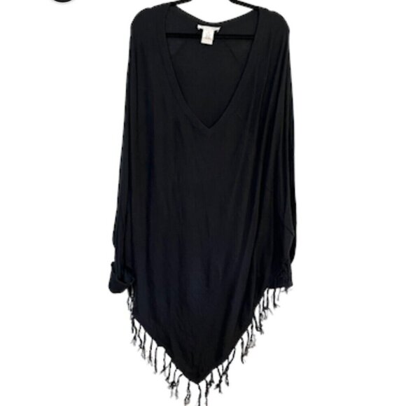 K Jordan Sweater 3X Black Pullover Neutral Tassel Poncho Goth Oversized Classic - Picture 1 of 8